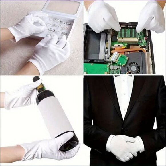 NWT Lot 6 White 100% Cotton Gloves for Eczema Relief Dry Hands Moisturizing, ... - Picture 4 of 13